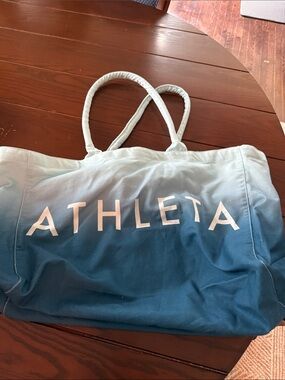 Athleta Ombre Light Blue to Deep Teal Canvas Tote